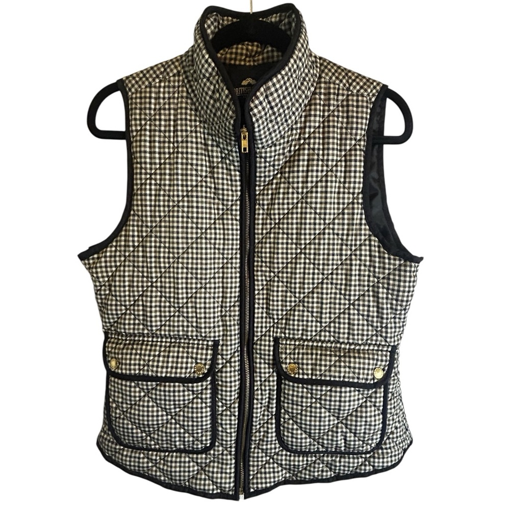 British Khaki Quilted Vest Womens L Green Black Check Zip Up Gorpcore Outdoor